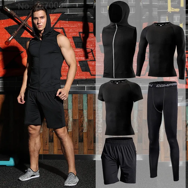 Men's Sportswear Suit Gym Tights Training Clothing For Male Workout Jogging Compression Sport Set PRO Fitness Running Tracksuits