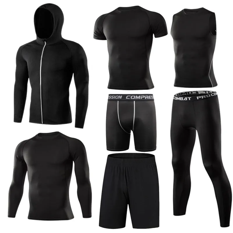 Men's Sportswear Suit Gym Tights Training Clothing For Male Workout Jogging Compression Sport Set PRO Fitness Running Tracksuits