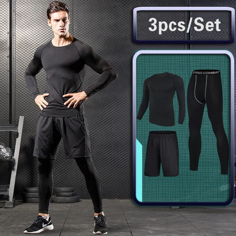 Men's Sportswear Suit Gym Tights Training Clothing For Male Workout Jogging Compression Sport Set PRO Fitness Running Tracksuits