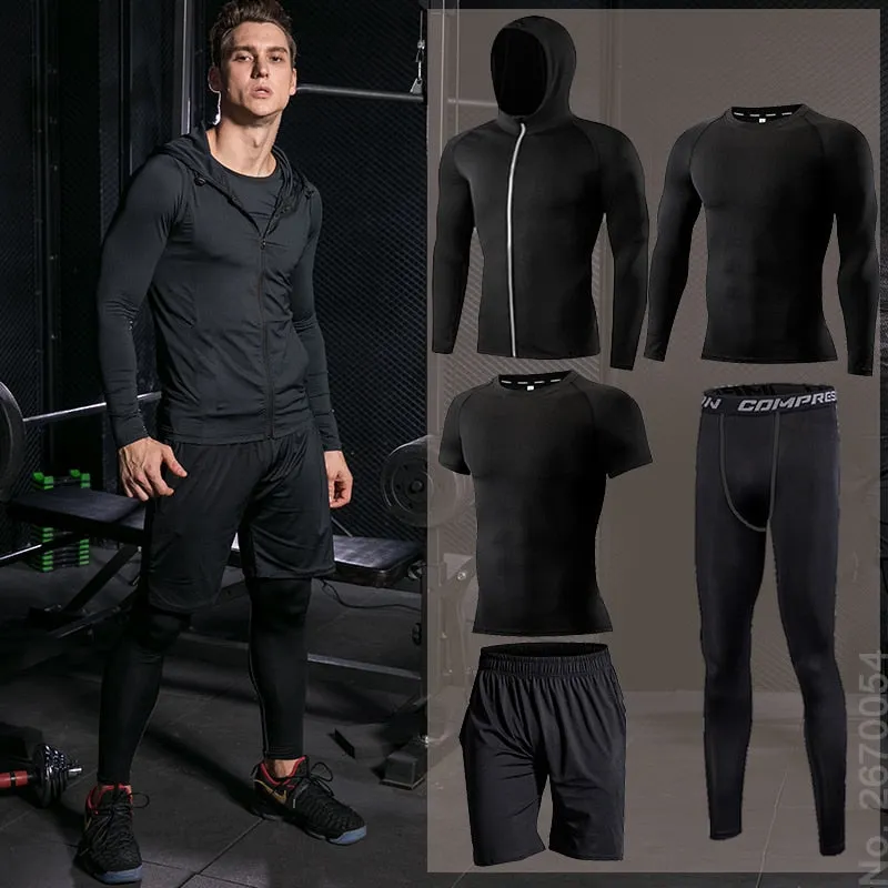 Men's Sportswear Suit Gym Tights Training Clothing For Male Workout Jogging Compression Sport Set PRO Fitness Running Tracksuits