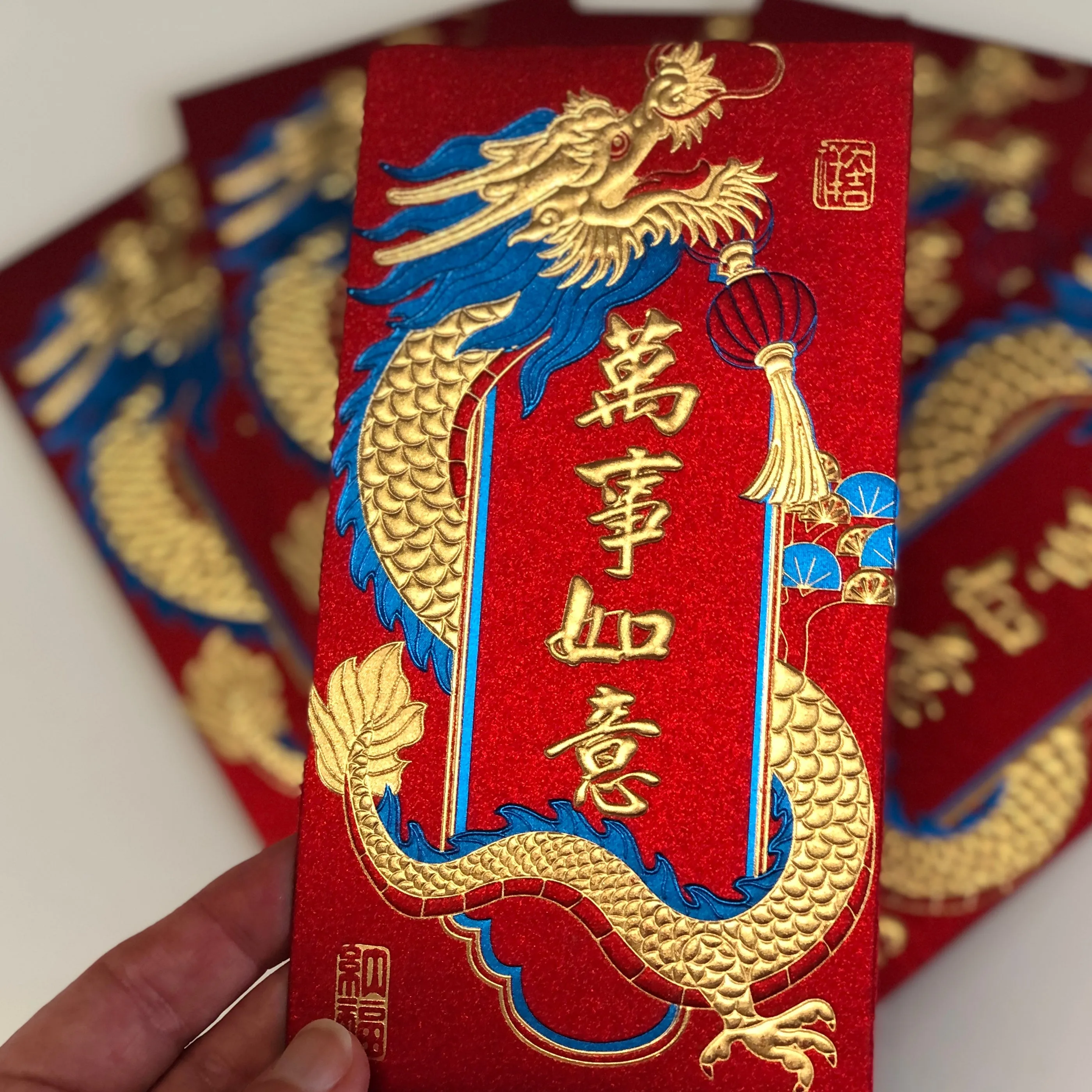 Metallic Golden Dragon - Luxury Red Money Envelopes (6 pack)