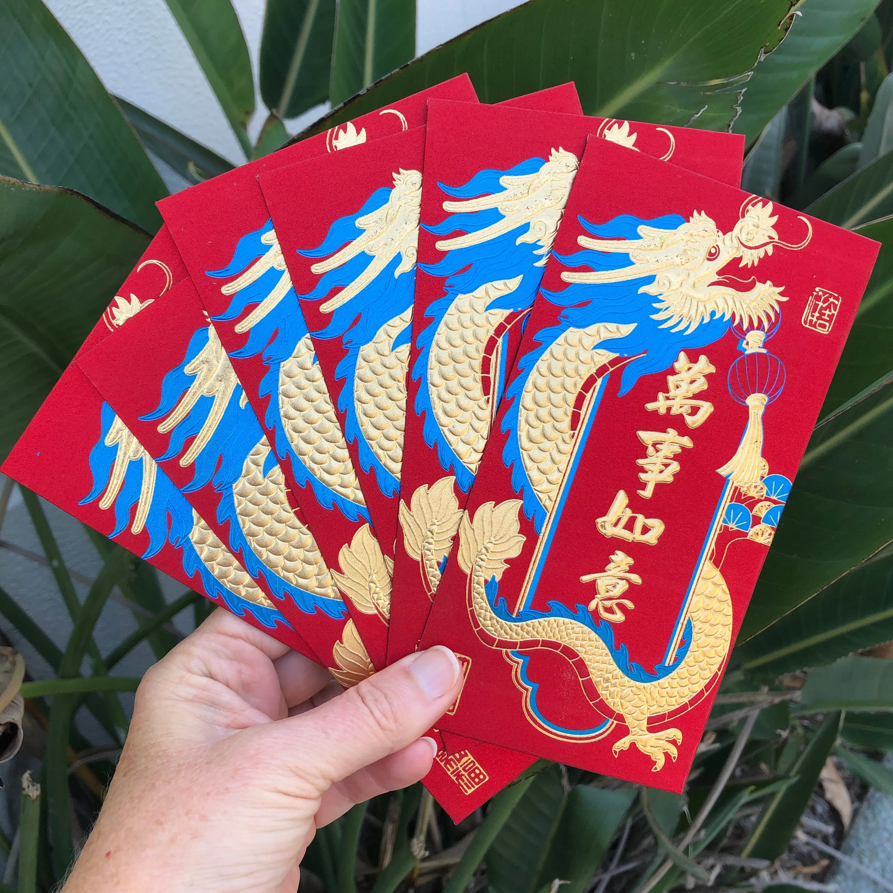 Metallic Golden Dragon - Luxury Red Money Envelopes (6 pack)