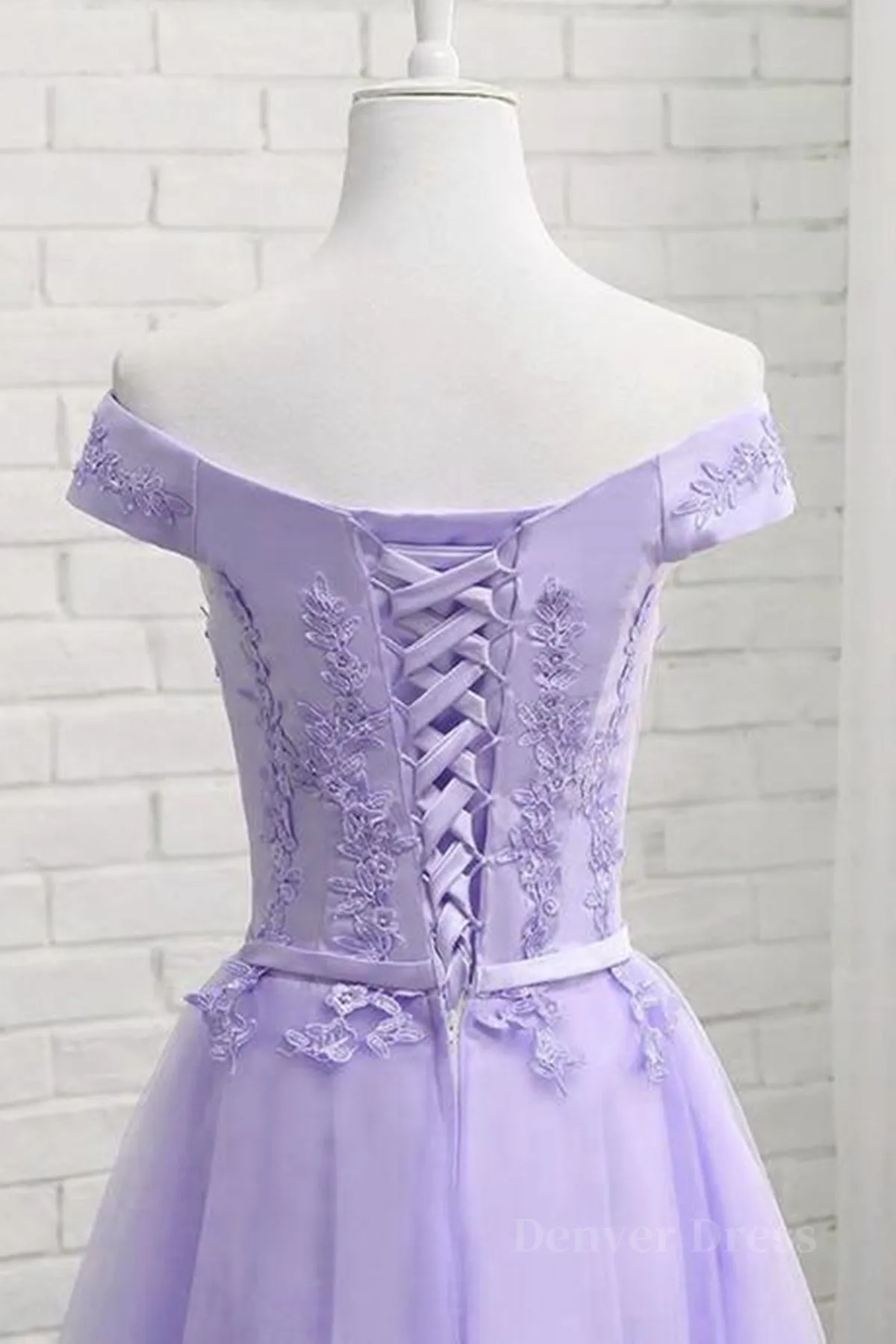 Off Shoulder Purple Lace Short Prom Dress Lilac Lace Homecoming Dress Short Purple Formal Evening Dress