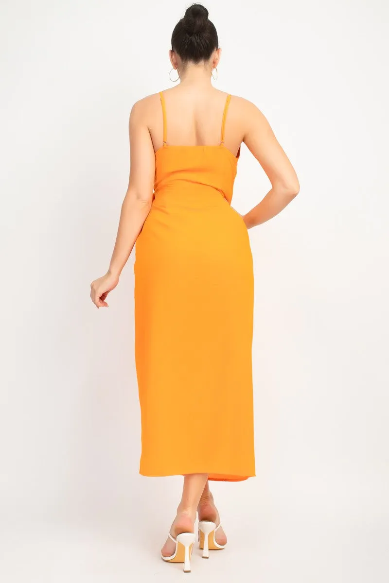 Orange Sweetheart Wrap-Tie Maxi Dress