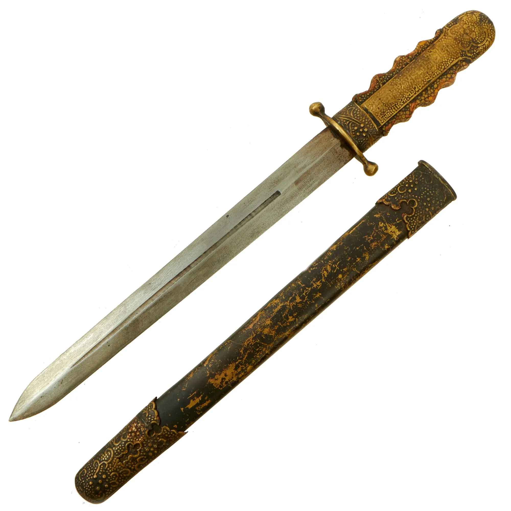 Authentic WWII Chinese Republic Military Academy Cadet Ceremonial Dagger with Scabbard