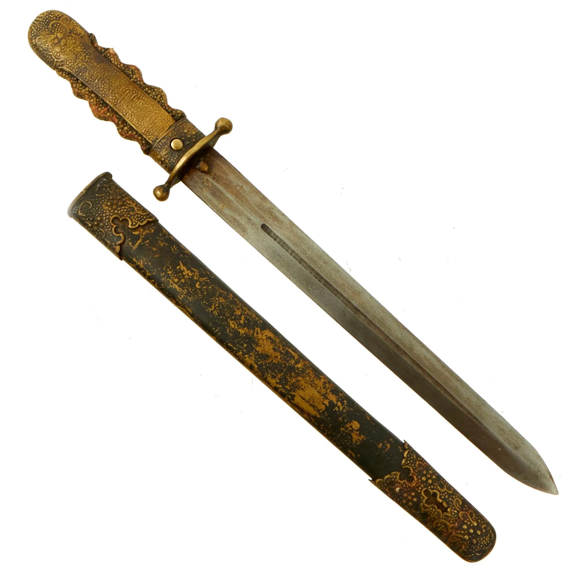 Authentic WWII Chinese Republic Military Academy Cadet Ceremonial Dagger with Scabbard