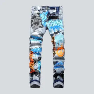 Painted men's y2k jeans