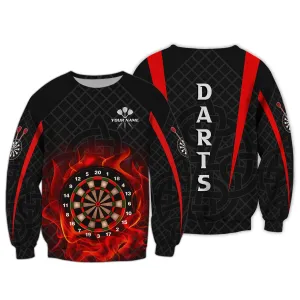 Personalized Name Dart Board On Fire 3D Printed Shirts Sweatshirt Hoodie Shirts, Gift for Dart Lovers Christmas