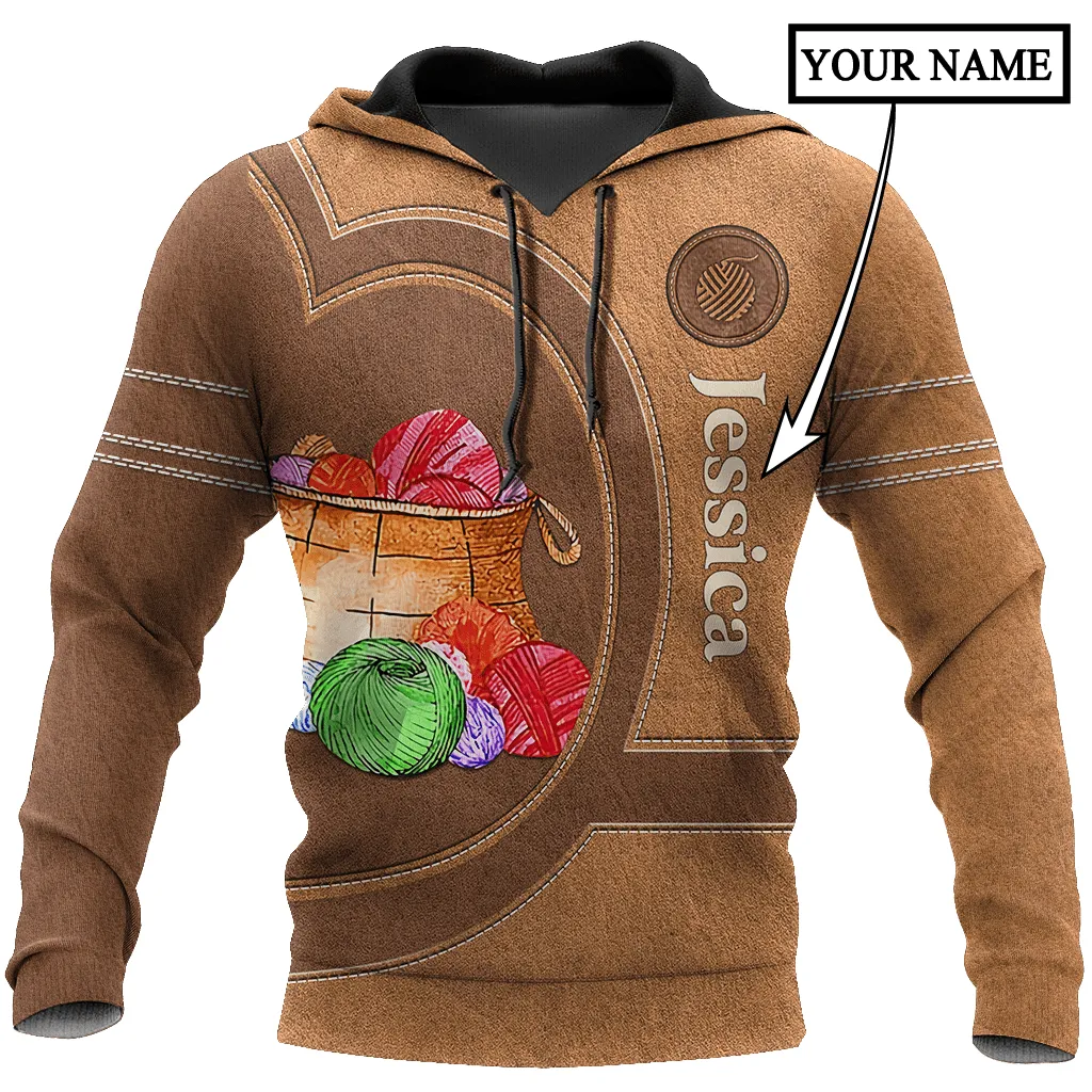 Personalized Name Premium Knitting Leather 3D Full Printed Sweatshirt Hoodie, Shirts For Men And Women