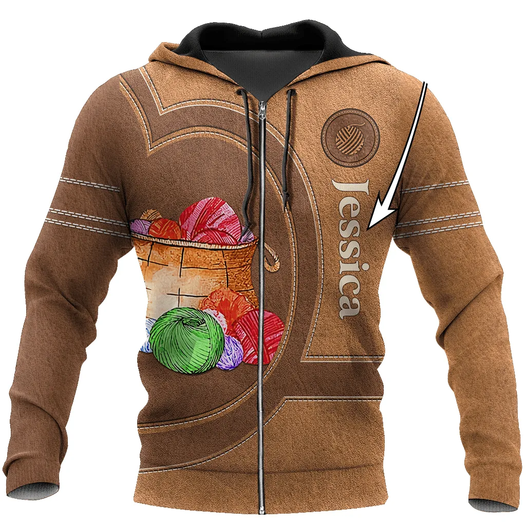 Personalized Name Premium Knitting Leather 3D Full Printed Sweatshirt Hoodie, Shirts For Men And Women