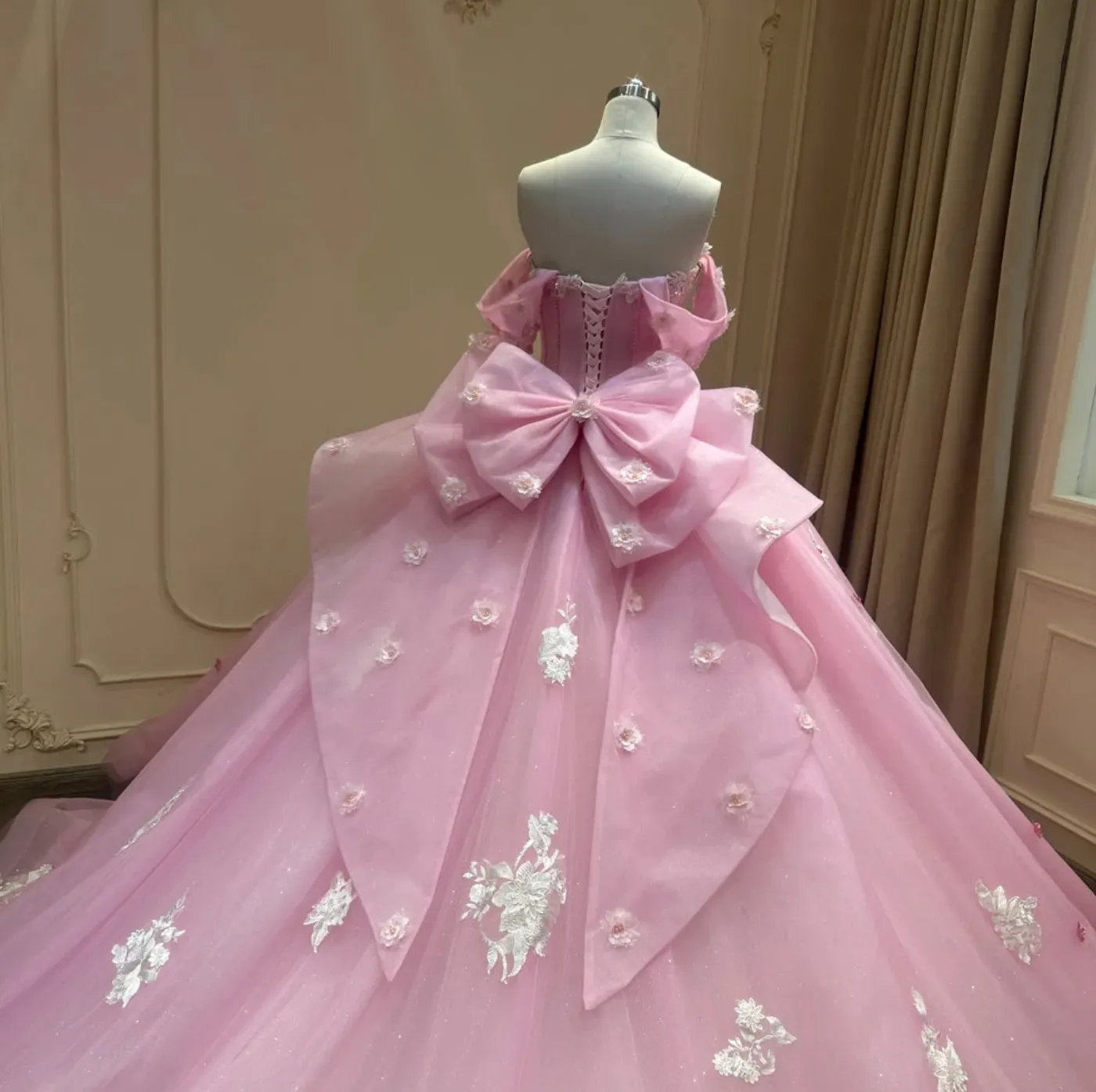 Pink Strapless Quinceanera Dress