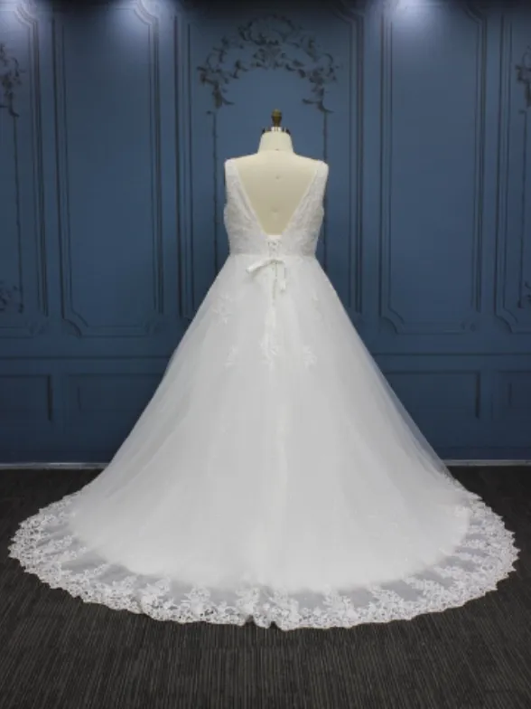 Plus Size Lace Beaded Bridal Gown