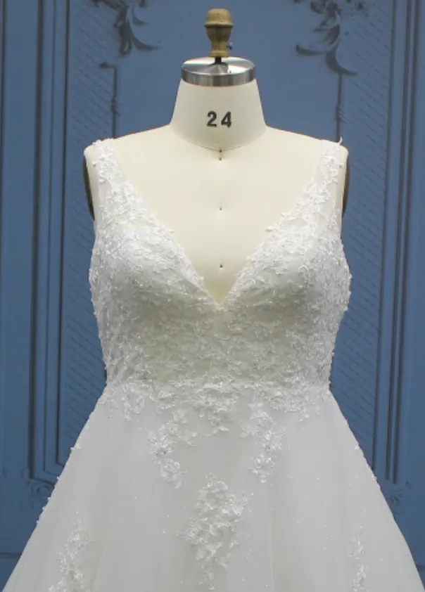 Plus Size Lace Beaded Bridal Gown