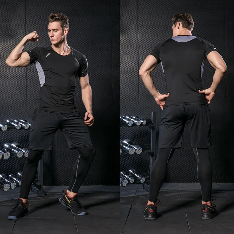 Rashguard Men Compression Sportswear Set Gym Running Sport Clothes Jogging Tights Tracksuit Fitness T-Shirt Windbreaker Leggings