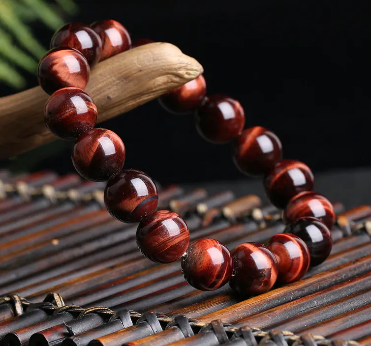 Red tiger eye stone, stretch elastic bracelet, jewelry