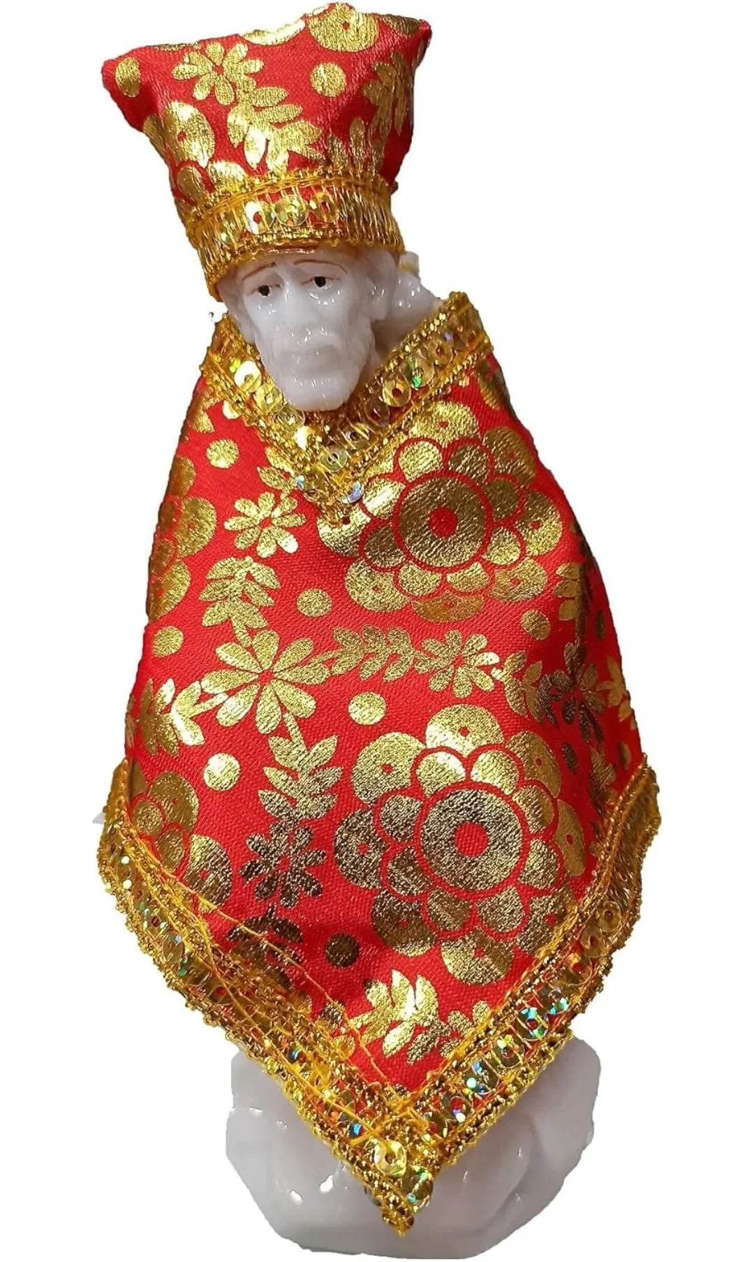 S A GIFTS Shirdi Beautiful Golden Lase Printed Handcrafted Sai Baba Dress, Vastra, Poshak- Set of 12 (3.5 inch)