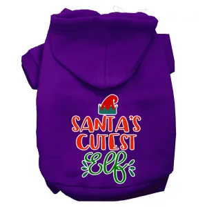 Santa's Cutest Elf Screen Print Dog Hoodie Purple L