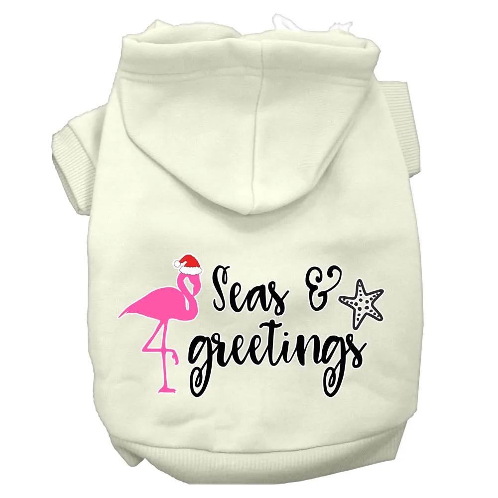 Seas And Greetings Screen Print Dog Hoodie Cream M