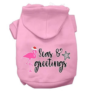 Seas And Greetings Screen Print Dog Hoodie Light Pink Xs