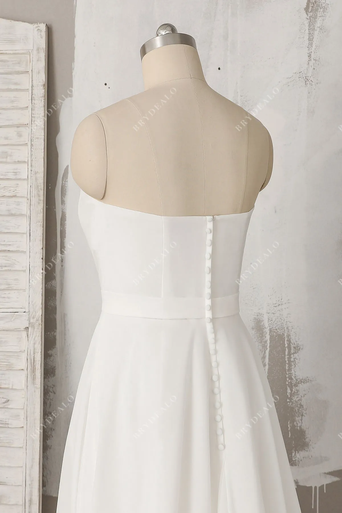 Simple Sweetheart Chiffon Long Train Spring Fall Wedding Dress