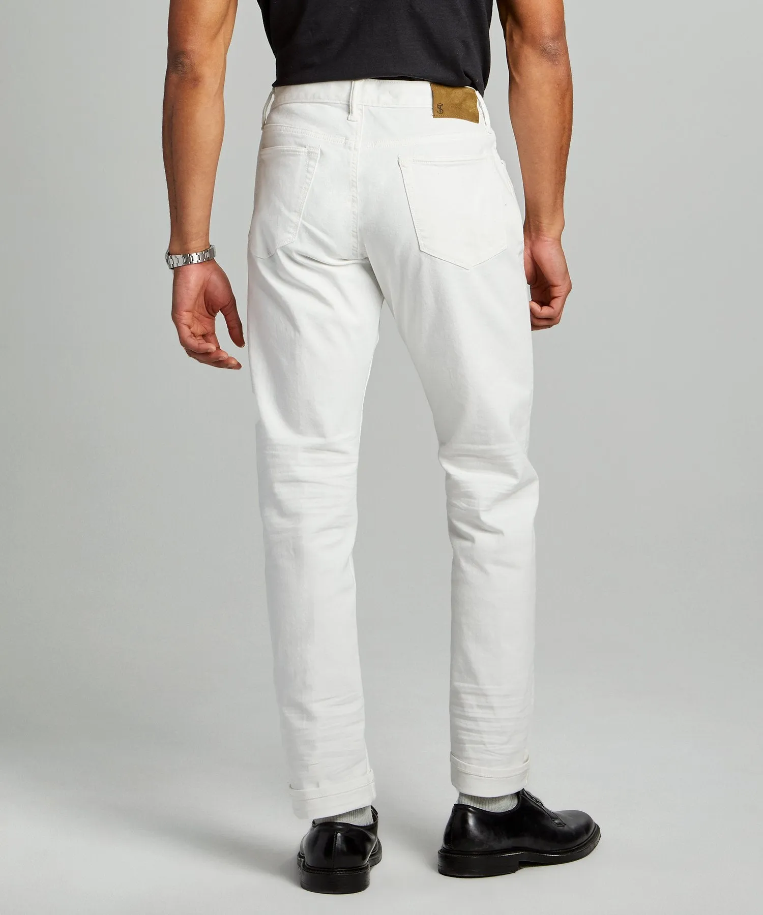 Slim Fit 5-Pocket Garment-Dyed Stretch Twill in White