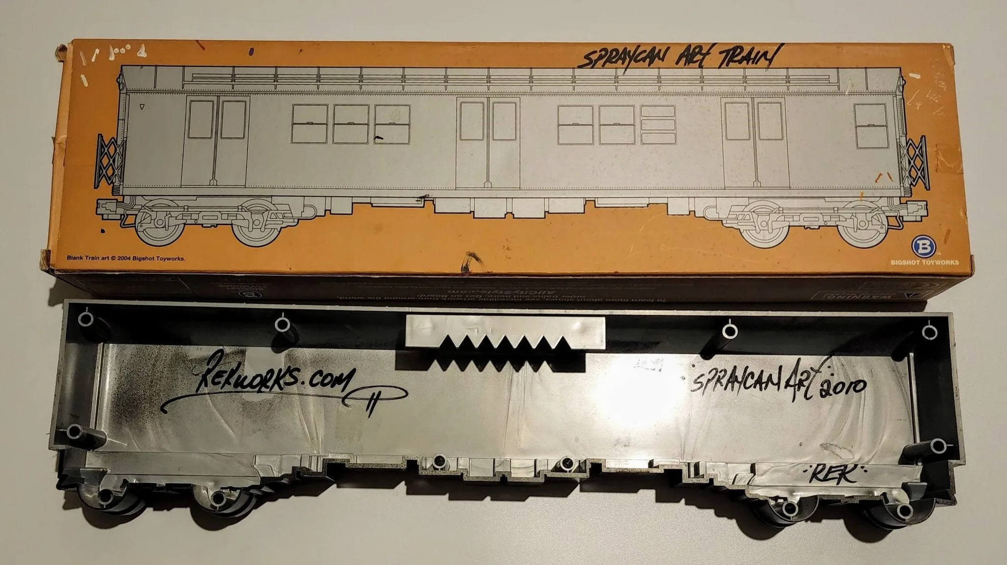 Spraycan Art Original All City Style Train Painting by Rek Santiago