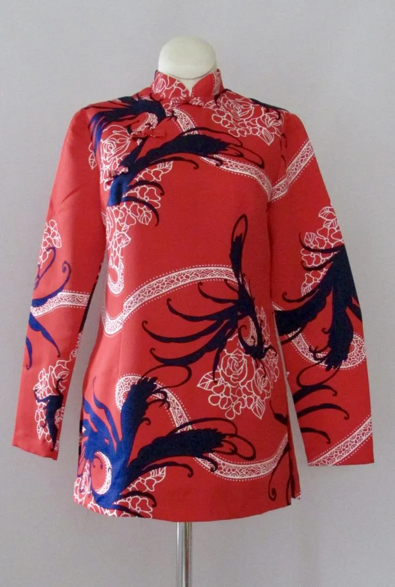 SUN FASHIONS OF HAWAII 60s Blouse & Pant Asian-esque Set, Size Small