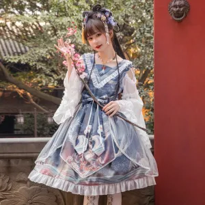 The Moonlight ~ Vintage Chinese Style Lolita Dress Cold Shoulder Dress by Yomi