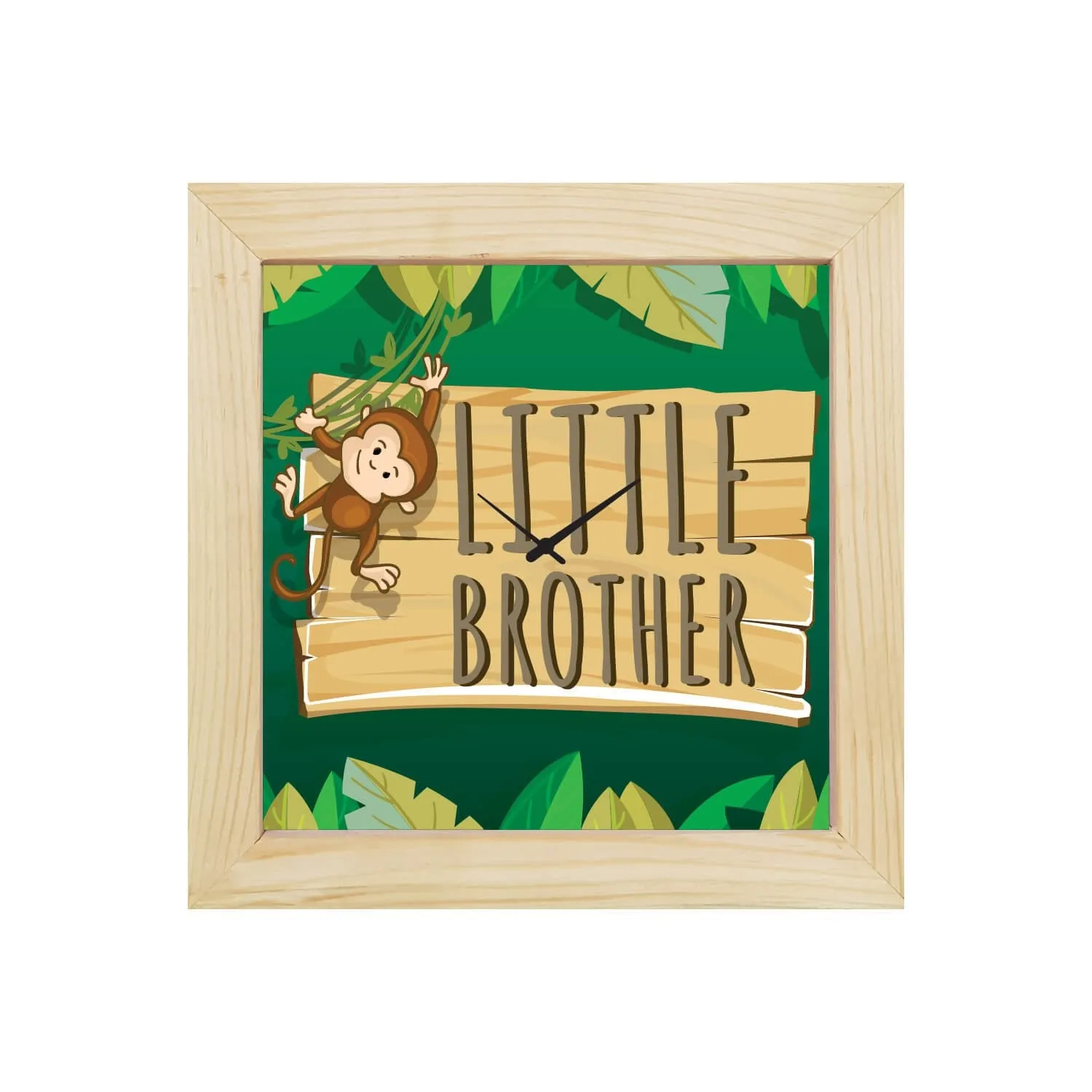 TheYaYaCafe Yaya Cafe™ 6X6 Inches Birthday Rakhi Gifts for Brother, Desk Clock Little Monkey Brother Table Clock