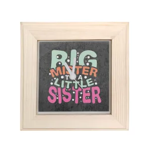 TheYaYaCafe Yaya Cafe� Birthday Rakhi Gifts for Brother, Desk Clock Big Mister to A Little Sister 6x6 inches Canvas,