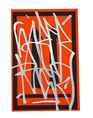 This Way Up Orange Slap-Up Label Sticker Original Tag Art by Saber