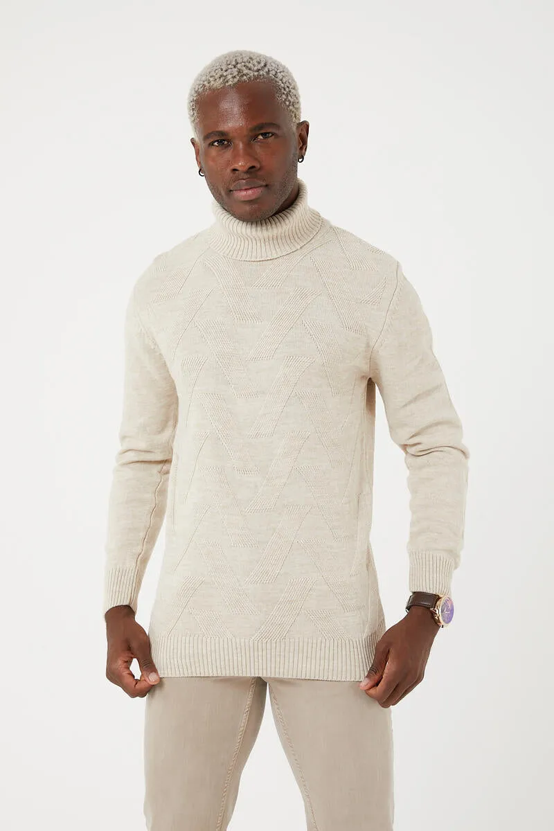 TR Premium Slim Fit Wave Gage Turtle Neck Sweater