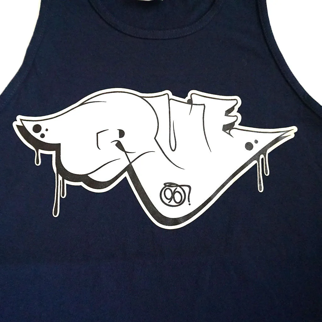 True Mens Throwie Tank Top Navy