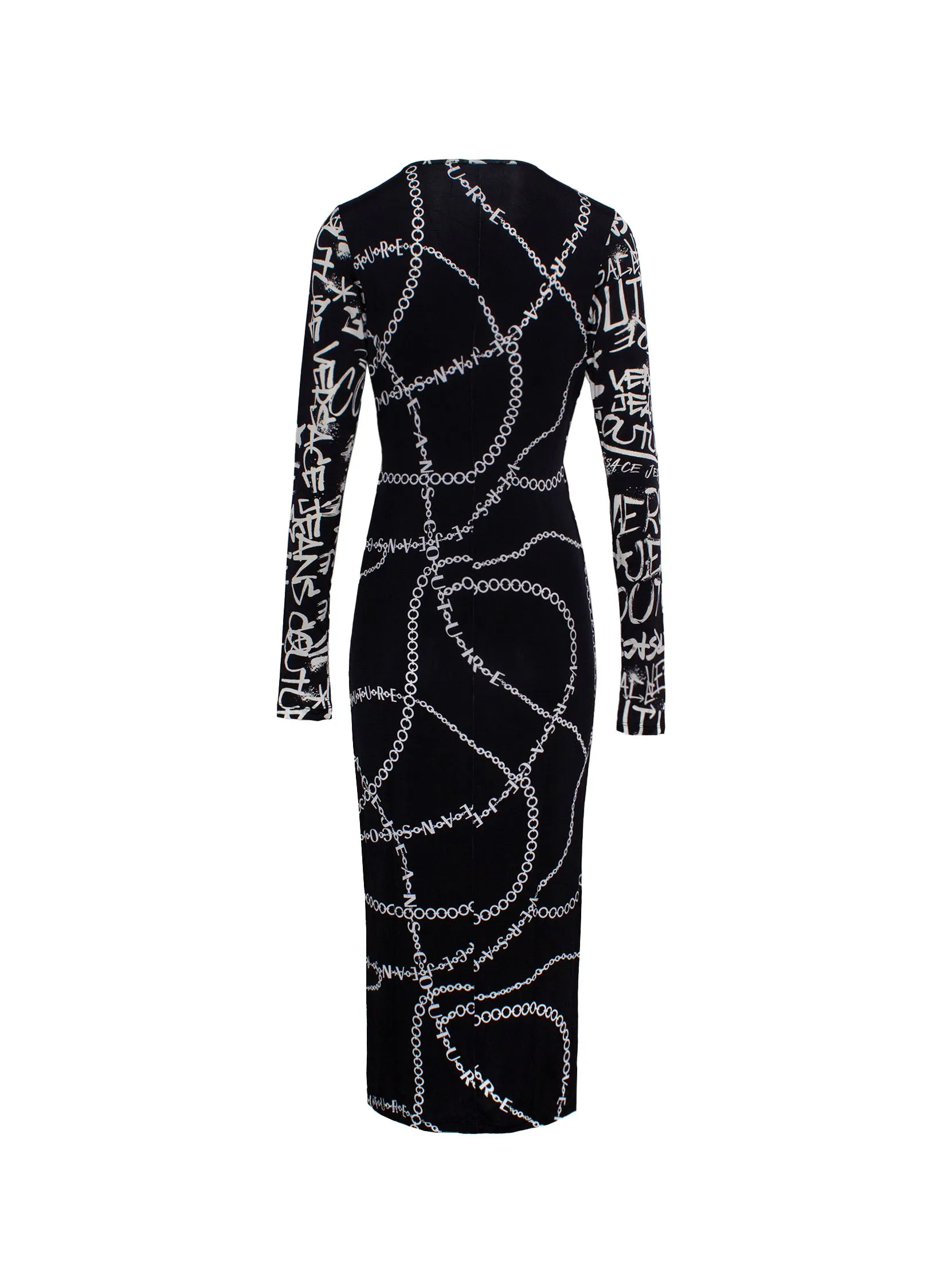 VERSACE JEANS COUTURE LOGO-PRINT CUT-OUT MIDI DRESS