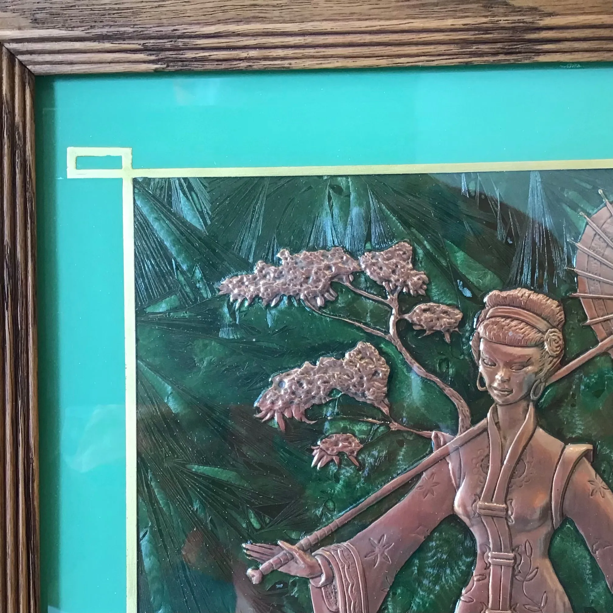 Vintage Asian Copper Relief Art