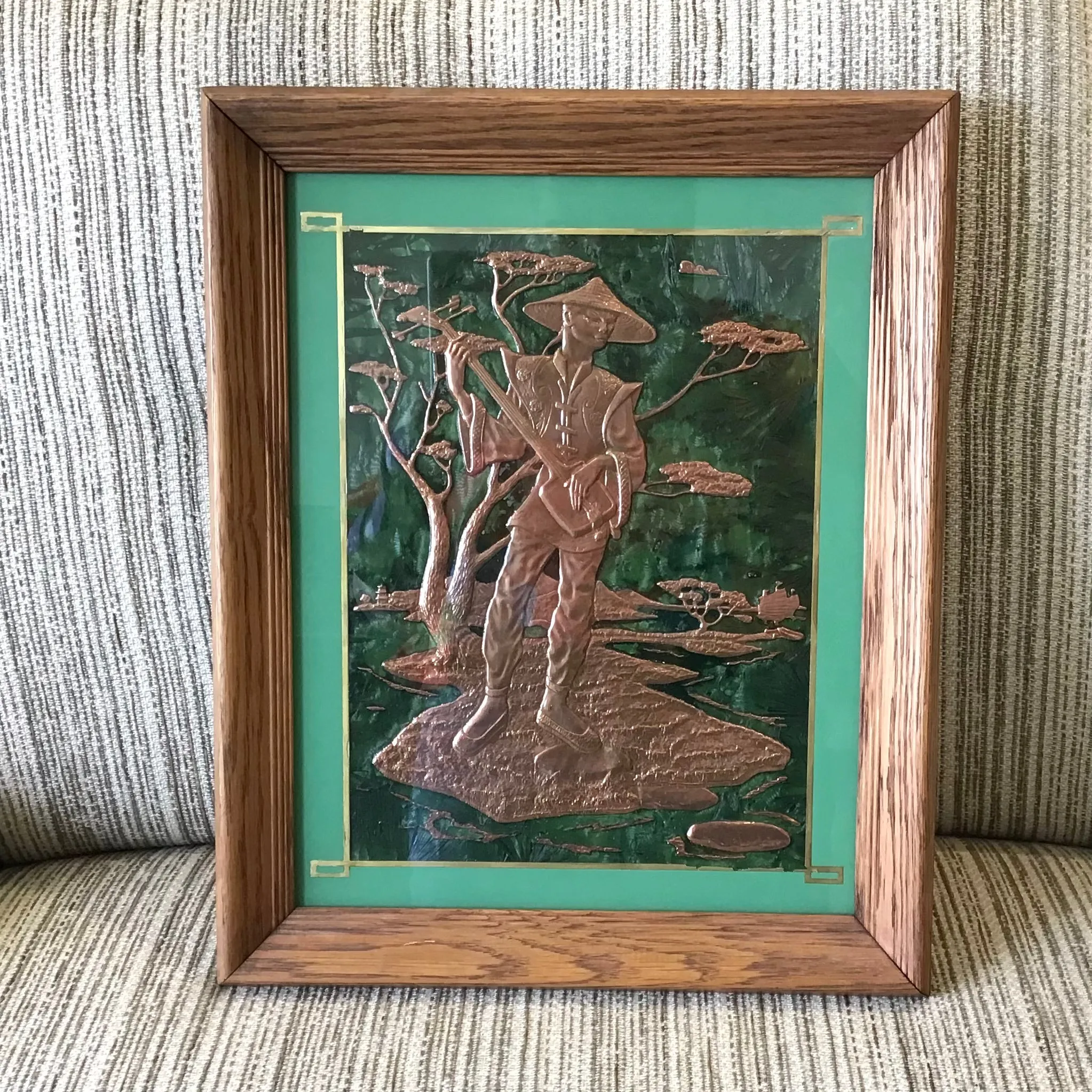 Vintage Asian Copper Relief Art