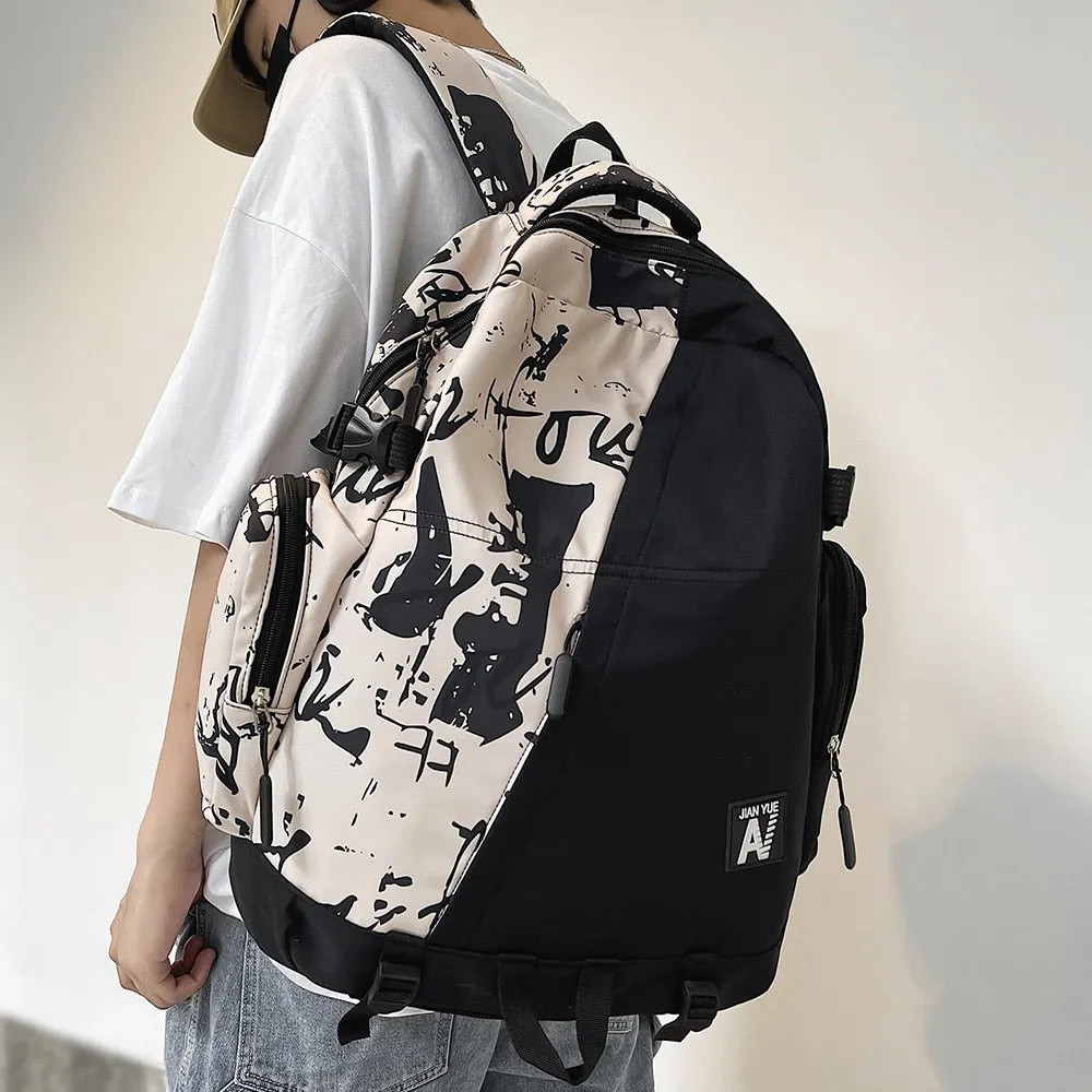 Wenkouban High Capacity Men Graffiti Backpack Camouflage Laptop Book Boy School Bag Female Fashion Women Cool Student Backpack Male Travel