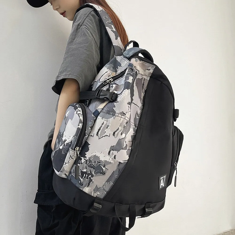 Wenkouban High Capacity Men Graffiti Backpack Camouflage Laptop Book Boy School Bag Female Fashion Women Cool Student Backpack Male Travel