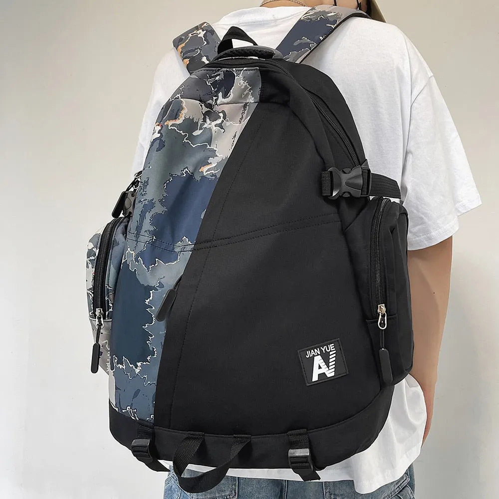 Wenkouban High Capacity Men Graffiti Backpack Camouflage Laptop Book Boy School Bag Female Fashion Women Cool Student Backpack Male Travel